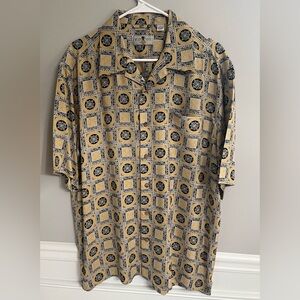 100% Silk Visitor Resort Men's Patterned Short Sleeve Shirt